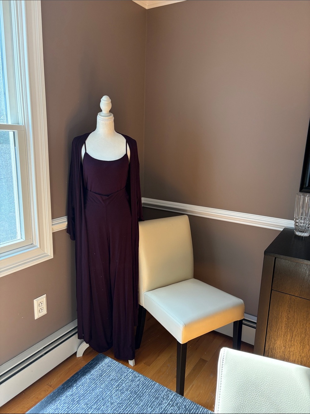 Women's Sleeveless / Tank Top with Matching Wide Leg  - Deep Plum-